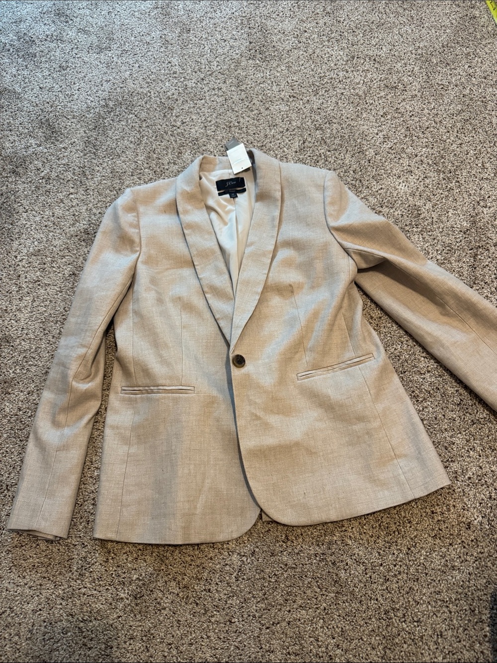J. Crew Parke Women’s Light Beige Single-Button Linen Blend Blazer size 12